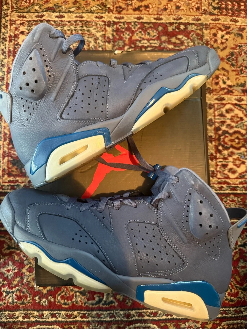 Jordan 6 Retro Diffused Blue - Suede Sneakers in Slate Blue with Cream Accents